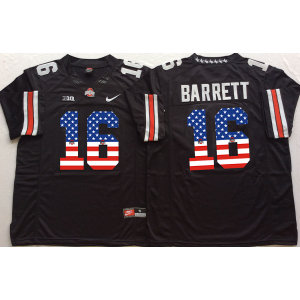 NCAA Ohio State Buckeyes 16 J.T. Barrett Black USA Flag Men Jersey