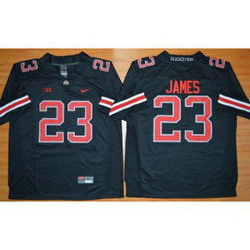 NCAA Ohio State Buckeyes 23 Lebron James Black(Red ) Limited Big Patch Men Jersey