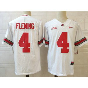 NCAA Ohio State Buckeyes 4 FLEMING White Men Jersey