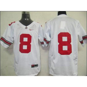NCAA Ohio State Buckeyes 8 White Men Jersey