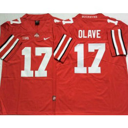 NCAA Ohio State Buckeyes White 17 OLAVE Red Men Jersey