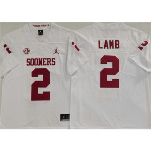 NCAA Oklahoma Sooners 2 CeeDee Lamb White Vapor Limited Men Jersey