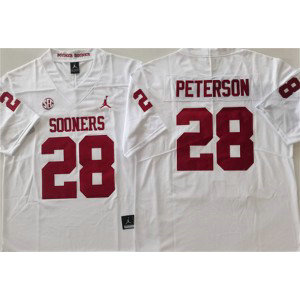 NCAA Oklahoma Sooners 28 Adrian Peterson White Vapor Limited Men Jersey