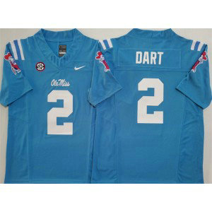 NCAA Ole Miss Rebels 2 Jaxson Dart Blue F.U.S.E. Vapor Limited Men Jersey