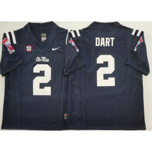 NCAA Ole Miss Rebels 2 Jaxson Dart Navy F.U.S.E. Vapor Limited Men Jersey