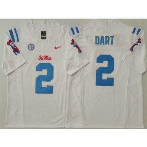 NCAA Ole Miss Rebels 2 Jaxson Dart White F.U.S.E. Vapor Limited Men Jersey