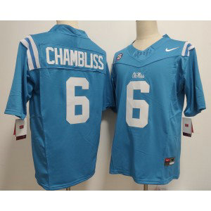 NCAA Ole Miss Rebels 6 Trinidad Chambliss Blue F.U.S.E. Vapor Limited Men Jersey