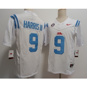 NCAA Ole Miss Rebels 9 Tre Harris White F.U.S.E. Vapor Limited Men Jersey