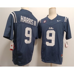 NCAA Ole Miss Rebels 9 Tres Harris III Navy F.U.S.E. Vapor Limited Men Jersey