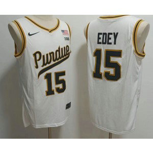 NCAA Purdue Boilermakers 15 Zach Edey White Limited Men Jersey
