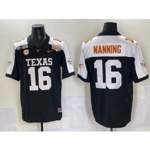 NCAA Texas Longhorns 16 Arch Manning Black Baseball Vapor Limited Men Jersey with Patch