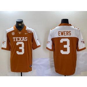 NCAA Texas Longhorns 3 Quinn Ewers Thanksgiving Day Orange F.U.S.E. Vapor Limited Men Jersey