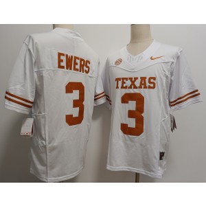 NCAA Texas Longhorns 3 Quinn Ewers White F.U.S.E. Vapor Limited Men Jersey with Sec Patch