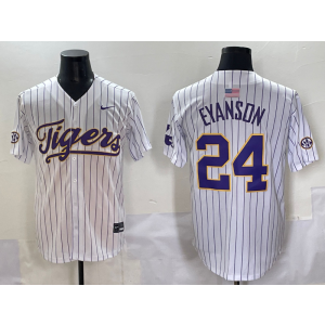 NCAA Tigers 24 Eyanson White Baseball Vapor Limited Men Jersey