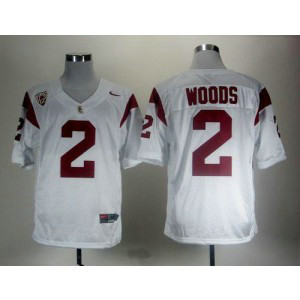 NCAA USC Trojans 2 Robert Woods White With Pac-12 Patch Men Jersey