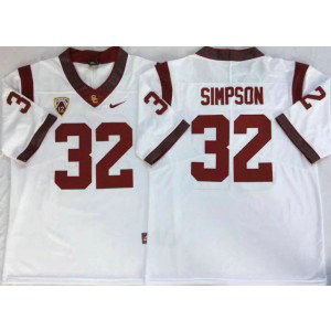 NCAA USC Trojans 32 O.J.Simpson White College Football Men Jersey
