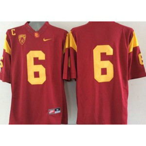 NCAA USC Trojans 6 Red Limited Men Jersey With C patch Pac-12 Patch