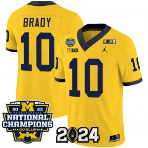 NCAA Wolverines 10 Tom Brady Yellow 2024 F.U.S.E. With 2023 National Champions Patch Vapor Limited Men Jersey