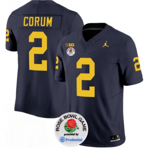 NCAA Wolverines 2 Blake Corum 2023 F.U.S.E. Navy Rose Bowl Vapor Limited Men Jersey