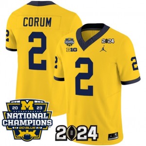 NCAA Wolverines 2 Blake Corum Yellow 2024 F.U.S.E. With 2023 National Champions Patch Vapor Limited Men Jersey