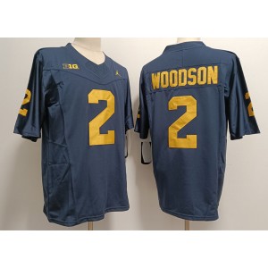 NCAA Wolverines 2 Woodson Navy Silver Jordan 2023 F.U.S.E Vapor Limited Men Jersey
