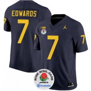 NCAA Wolverines 7 Donovan Edwards 2023 F.U.S.E. Navy Rose Bowl Patch Vapor Limited Men Jersey