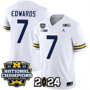 NCAA Wolverines 7 Donovan Edwards White 2024 F.U.S.E. With 2023 National Champions Patch Vapor Limited Men Jersey