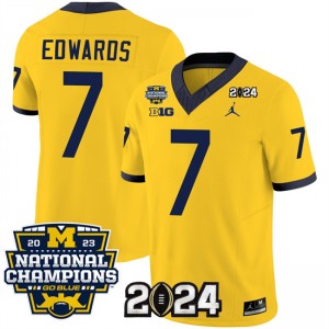 NCAA Wolverines 7 Donovan Edwards Yellow 2024 F.U.S.E. With 2023 National Champions Patch Vapor Limited Men Jersey