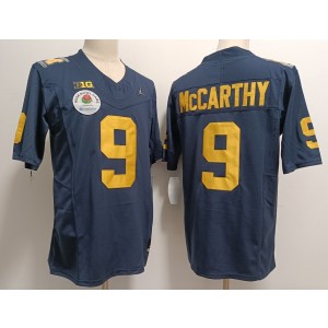 NCAA Wolverines 9 J.J. McCarthy 2023 F.U.S.E. Navy Rose Bowl Vapor Limited Men Jersey