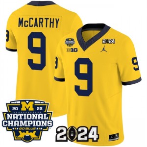 NCAA Wolverines 9 J.J. McCarthy Yellow 2024 F.U.S.E. With 2023 National Champions Patch Vapor Limited Men Jersey