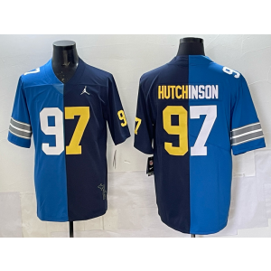 NFL & NCAA Wolverines & Lions 97 Aidan Hutchinson Blue Navy Vapor Limited Men Jersey