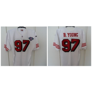 NFL 49ers 97 Bryant Young White Throwback Men Jersey