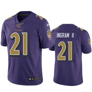 NFL Baltimore Ravens 100th 21 Mark Ingram Color Rush Purple Men Jersey