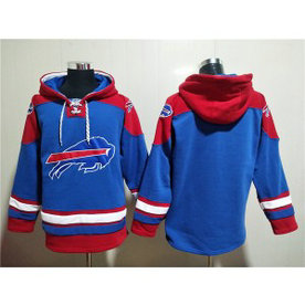 NFL Bills Blank Red Blue Ageless Must Have Lace Up Pullover Hoodie