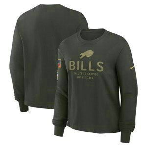 NFL Bills Dark Green 2025 Salute to Service Sideline Dri-FIT Long Sleeve T-Shirt