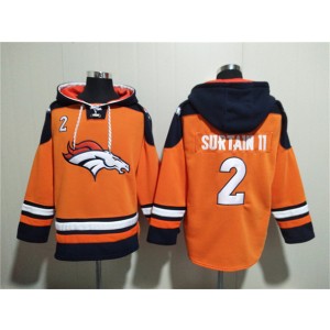 NFL Broncos 2 Pat Surtain II Orange Navy Ageless Must-Have Lace-Up Pullover Hoodie