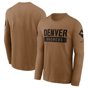 NFL Broncos 2023 Brown Salute To Service Long Sleeve T-Shirt
