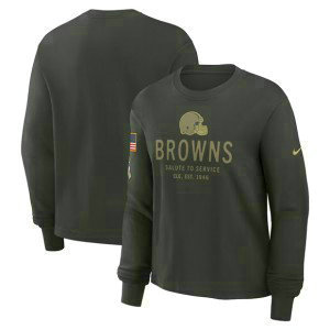 NFL Browns Dark Green 2025 Salute to Service Sideline Dri-FIT Long Sleeve T-Shirt
