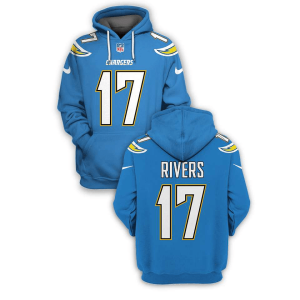 NFL Chargers 17 Philip Rivers Light Blue 2021 Stitched New Hoodie