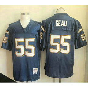 NFL Chargers 55 Junior Seau Navy Throwback Men Jersey