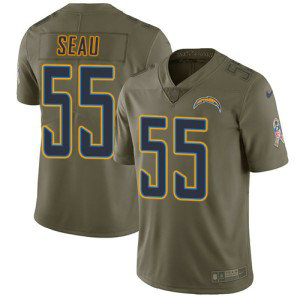 NFL Chargers 55 Junior Seau Olive Salute To Service NikeLimited Men Jersey