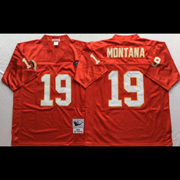 NFL Chiefs 19 Joe Montana Red M&N Throwback Men Jersey