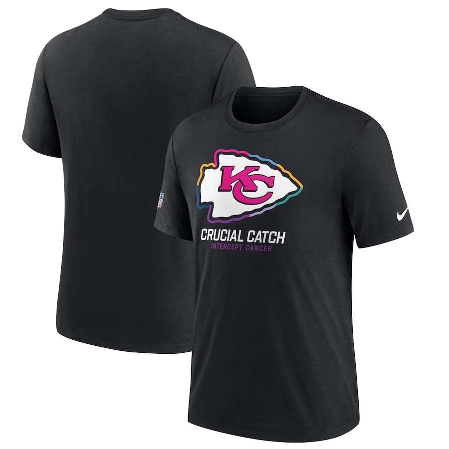 NFL Chiefs Charcoal 2024 Crucial Catch Performance T-Shirt