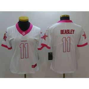 NFL Cowboys 11 Cole Beasley white pink women jersey