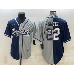 NFL Cowboys 22 E smith Blue And Grey Split Vapor Limited Men Jersey