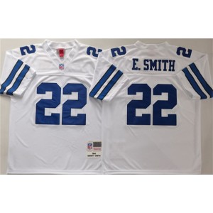 NFL Cowboys 22 Emmitt Smith White Throwback Men Jersey