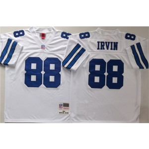 NFL Cowboys 88 Michael Irvin White Throwback Men Jersey