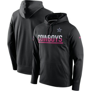 NFL Cowboys Nike Breast Cancer Awareness Circuit Performance Black Pullover Hoodie
