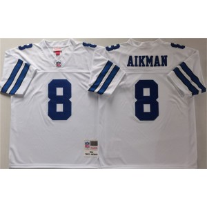 NFL Dallas Cowboys 8 Troy Aikman White Throwback Men Jersey