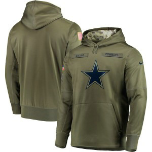 NFL Dallas Cowboys Nike 2018 Salute to Service Sideline Therma Performance Pullover Hoodie Olive